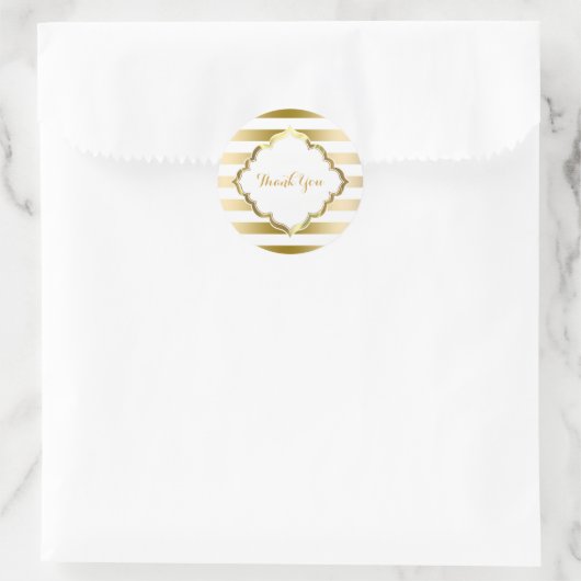White & Gold Streifen Danke Sticker (Tasche)