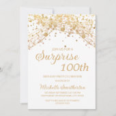 White Gold String Lights Überraschung 100. Geburts Einladung (Vorderseite)
