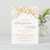 White Gold String Lights Überraschung 100. Geburts Einladung (Stehend Vorderseite)