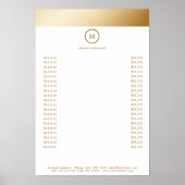 White Gold Stripe Monogramm Circle Price list Poster (Vorne)