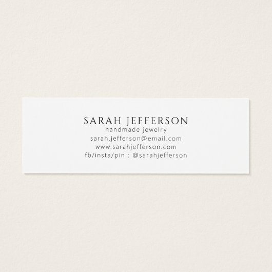 White Gold Stud Earring Juwelier Display Card (Rückseite)