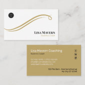 White & Gold Swirl Luxus Visitenkarte (Vorne/Hinten)