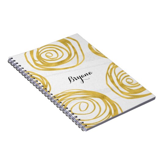 White & Gold Swirl Roses Modern Journal Notebook Notizblock (Rechte Seite)