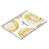 White & Gold Swirl Roses Modern Journal Notebook Notizblock (Linke Seite)