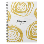 White & Gold Swirl Roses Modern Journal Notebook Notizblock (Vorderseite)