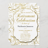 White Gold Swirl Ruhestand Einladung Elegant (Vorne/Hinten)