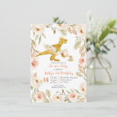 White Gold Tee Party Dinosaur 1. Geburtstag Einladung (Stehend Vorderseite)