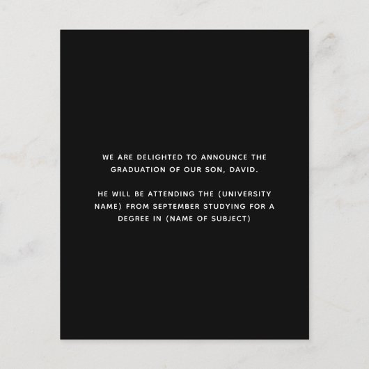 White Gold Text 2025 Grad Ankündigung (Rückseite)