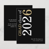 White Gold Text 2025 Grad Ankündigung (Vorne/Hinten)