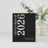 White Gold Text 2025 Grad Ankündigung (Stehend Vorderseite)