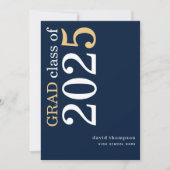 White Gold Text 2025 Navy Blue Abschluss Ankündigung (Vorderseite)