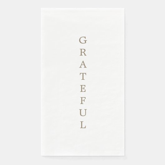 White Gold Text "GRATEFUL" Napkin Serviette (Vorderseite)
