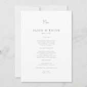 White Gold Text Wedding Menu Einladung (Vorderseite)