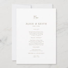 White Gold Text Wedding Menu Einladung