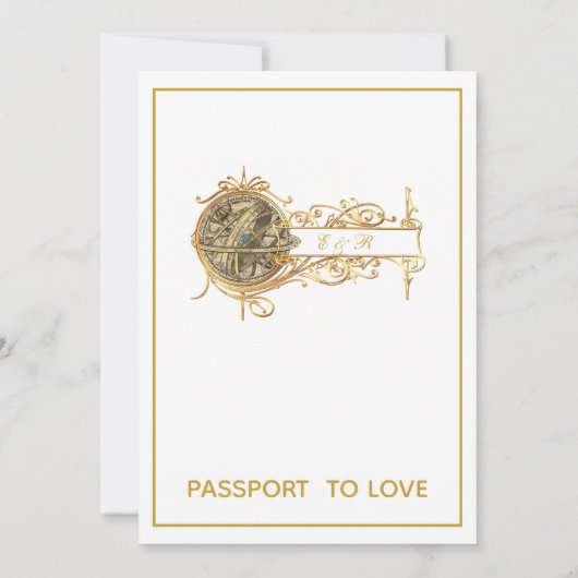 White Gold Travel Wedding Probe Dinner Einladung (Rückseite)