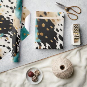 White Gold Türkise Black Cowhide Name Geschenkpapier