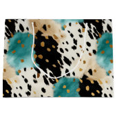 White Gold Türkise Black Cowhide Name Große Geschenktüte (Vorderseite)