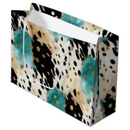 White Gold Türkise Black Cowhide Name Große Geschenktüte