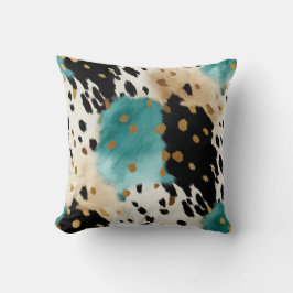 White Gold Türkise Black Cowhide Name Kissen