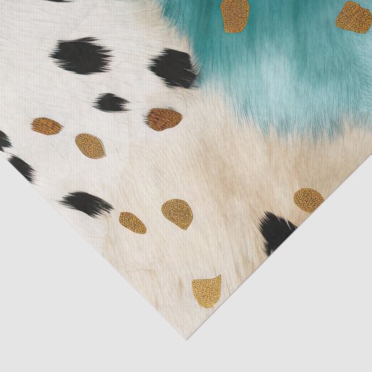 White Gold Türkise Black Cowhide Name Seidenpapier (Detail)