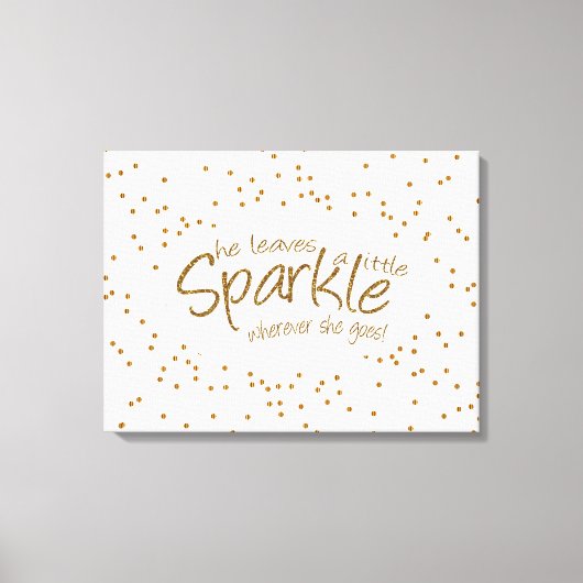 White & Gold Verlasse eine kleine Sparkle Leinwanddruck (Vorderseite)