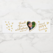 White Gold Vielen Dank Grand Foto 2025 Abschluss Wasserflaschenetikett (Einzelnes Label)