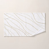 White & Gold Wavy Lines Modernes Glam Badhandtuch Set (Handtuch)