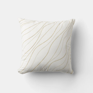 White & Gold Wavy Lines Modernes Glam Kissen