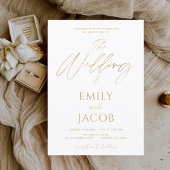 White Gold Wedding Modern Typografy Script Einladung