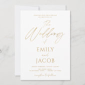 White Gold Wedding Modern Typografy Script Einladung (Vorderseite)