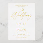 White Gold Wedding Modern Typografy Script Folieneinladung (Vorderseite)