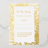 White gold wedding response RSVP foil card Folieneinladung (Vorderseite)