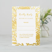 White gold wedding response RSVP foil card Folieneinladung (Stehend vorne)