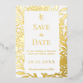 White gold wedding Save the Date foil card Folieneinladung (Vorderseite)