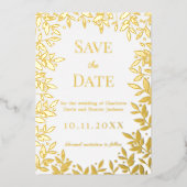 White gold wedding Save the Date foil card Folieneinladung (Vorderseite)