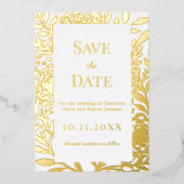 White gold wedding Save the Date foil card Folieneinladung (Vorderseite)