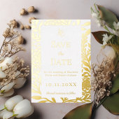White gold wedding Save the Date foil card Folieneinladung