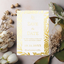 White gold wedding Save the Date foil card Folieneinladung
