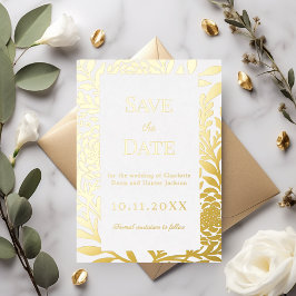 White gold wedding Save the Date foil card Folieneinladung