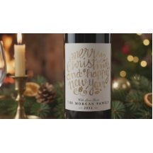 White & Gold Weihnachten & Happy New Year Typograf