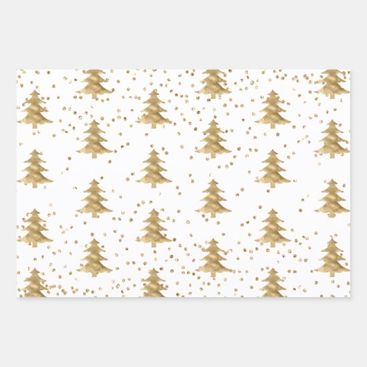 White Gold Weihnachtsbaum Streifen Sparkle Geschenkpapier Set (Vorderseite)