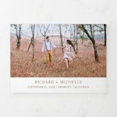 White Gold World Map All in One Wedding Dreifach Gefaltete Einladung (Cover)