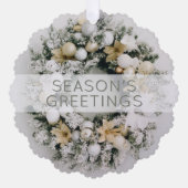 White Gold Wreath Business Holiday Grußpapier Ornament Karte (Vorderseite)