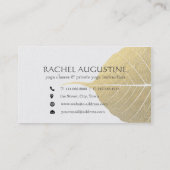 White & Gold Yoga Mediation Mandala Bodhi Leaf Visitenkarte (Rückseite)