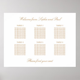 White Golden Beige 6 Tafel Hochzeitskarte Poster