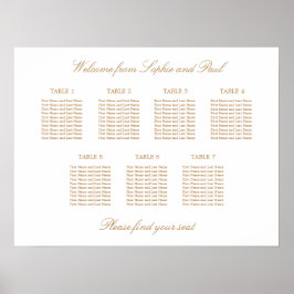 White Golden Beige 7 Tafel Hochzeitskarte Poster