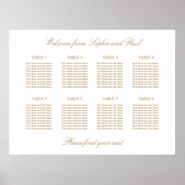 White Golden Beige 8 Tafel Hochzeitskarte Poster