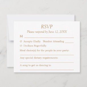 White Golden Beige Guest Choices Wedding RSVP Card