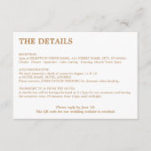 White Golden Beige QR Code Wedding Details Card Begleitkarte (Vorderseite)
