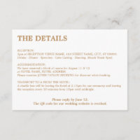 White Golden Beige QR Code Wedding Details Card